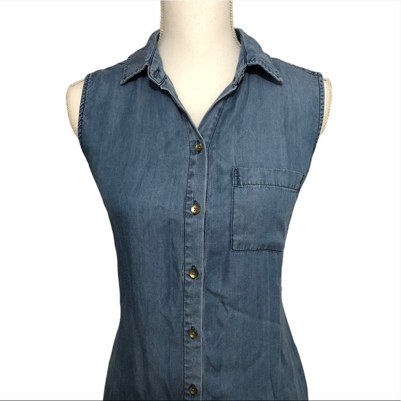 CLOTH AND PEOPLE Sleeveless Blue Denim Dress Small - Picture 2 of 7